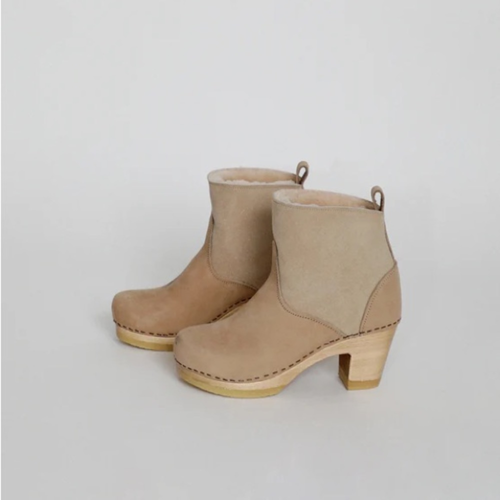 No. 6 5” Pull-On Shearling Clog Boot 39 Bone NIB